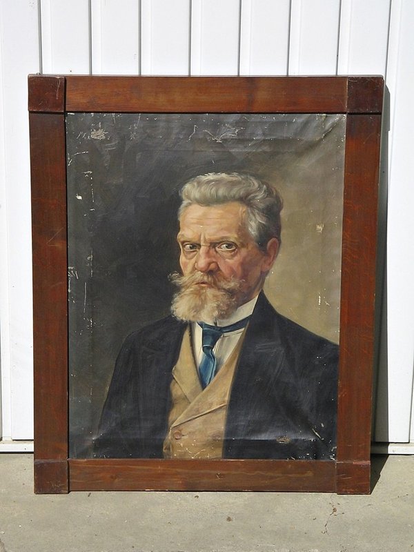gerahmtes Ölbild auf Leinwand "Herrenporträt" ~ sign. A. Lustin 1911