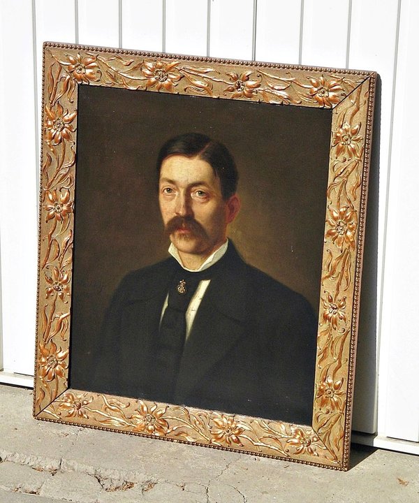 gerahmtes Ölgemälde auf Leinwand "Herrenporträt" um 1880