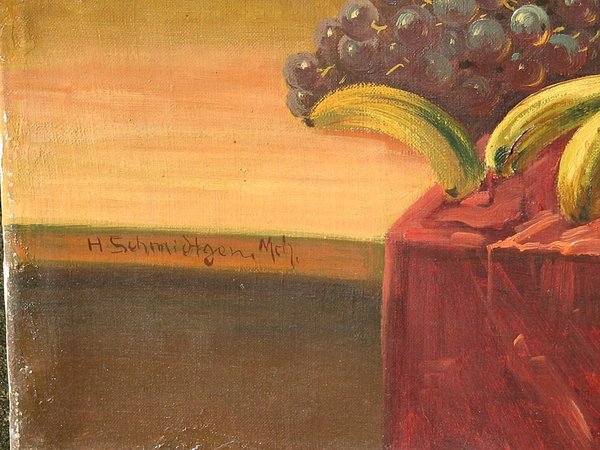 Ölbild auf Leinwand "Obststilleben" um 1925 ~ sign. H. Schmidtgen