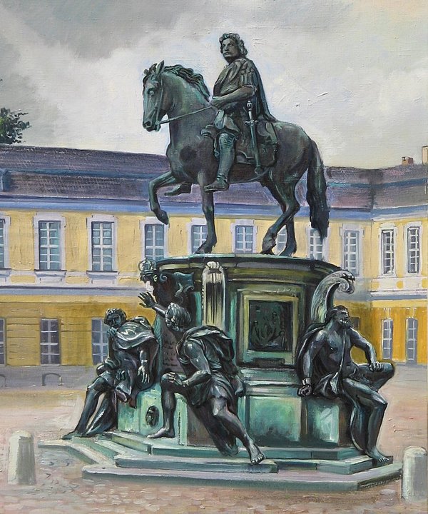 Ölbild auf Leinwand "Reiterstandbild des Großen Kurfürsten im Schloßhof Charlottenburg"