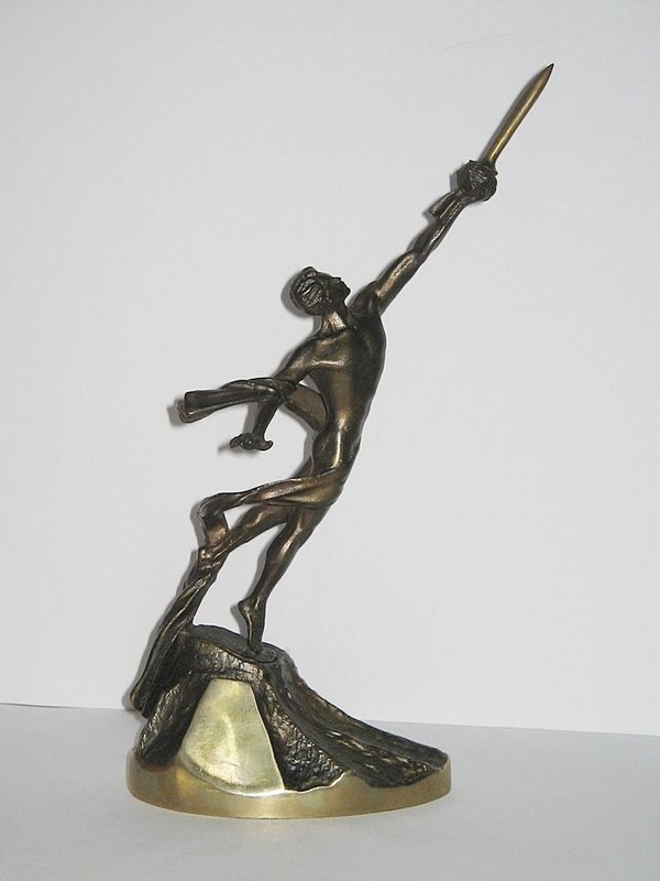Skulptur "Athletischer Mann in Siegespose" ~ Art Deco