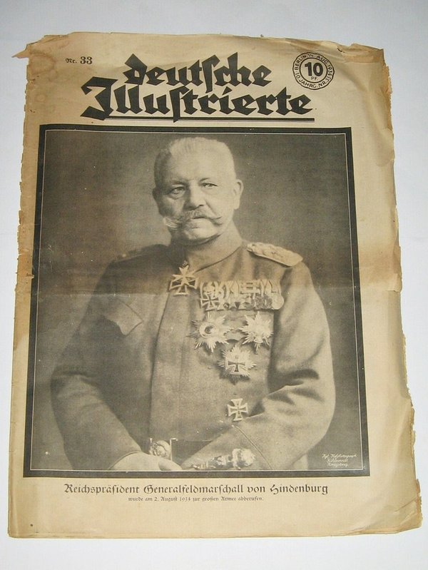 Deutsche Illustrierte Nr. 33 von 1934 ~ Tod von Hindenburg