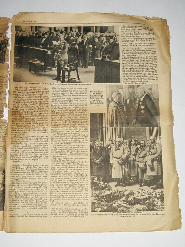 Deutsche Illustrierte Nr. 33 von 1934 ~ Tod von Hindenburg