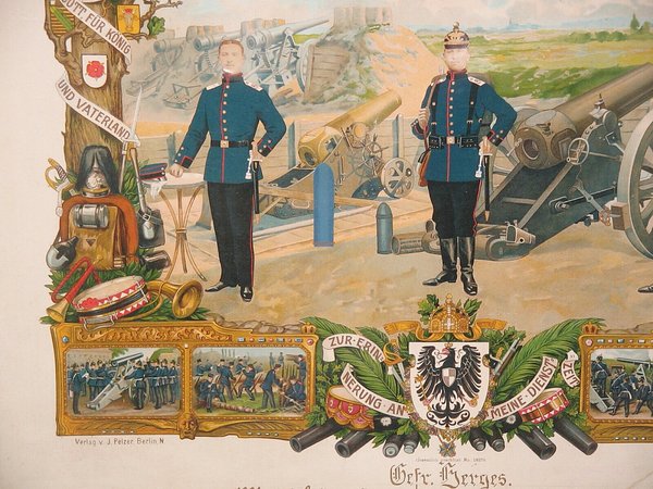 gerahmtes Erinnerungsbild an die Dienstzeit 1901-03 ~ Artillerie Preußen