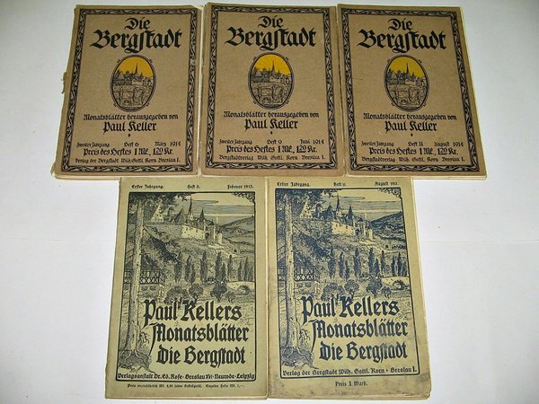5x Die Bergstadt ~ 1.+2. Jahrgang 1913/14 ~ Hrsg. Paul Keller