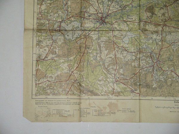 Karte Rathenow Spandau Brandenburg Potsdam 1926 ~ Havelland