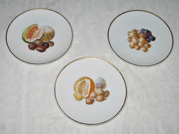 3 Teller mit Früchtedekor ~ F. Thomas / Marktredwitz um 1925