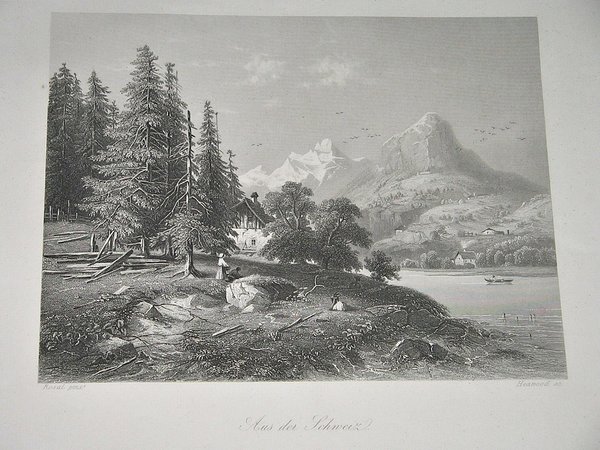 Stahlstich um 1850 ~ Aus der Schweiz