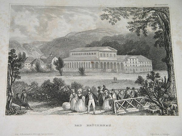 Stahlstich um 1850 ~ Bad Brückenau
