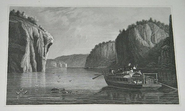 Stahlstich um 1850 ~ Die Donau bei Kellheim in Bayern