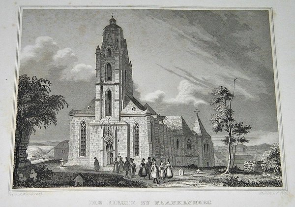 Stahlstich um 1850 ~ Die Kirche zu Frankenberg
