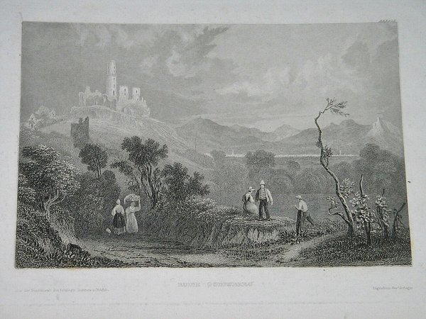 Stahlstich um 1850 ~ Ruine Godesberg