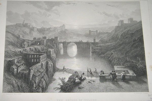 Stahlstich um 1850 ~ The Bridge of Toledo