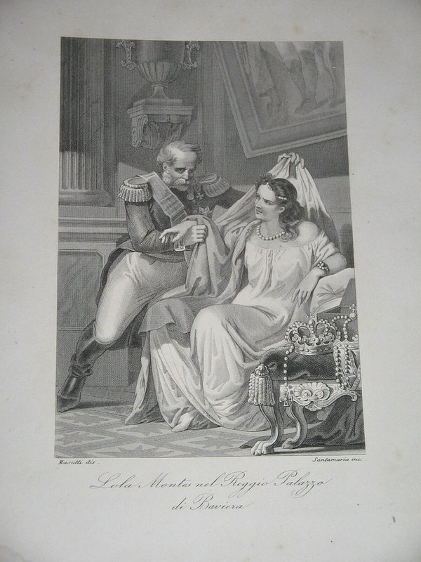 Stahlstich um 1845 ~ Lola Montes nel Reggio Palazzo die Baviera