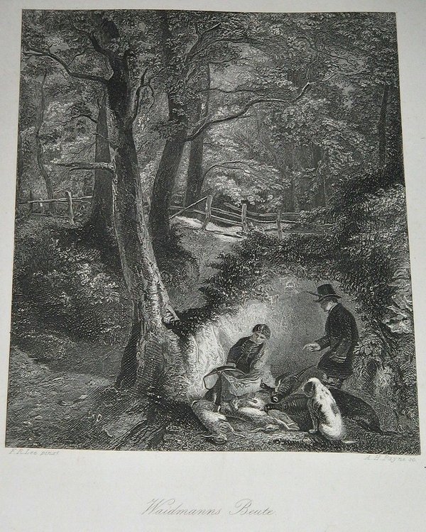 Stahlstich um 1845 ~ Waidmanns Beute