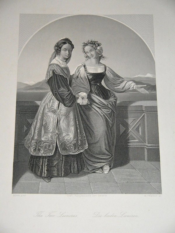 Stahlstich um 1845 ~ Die beiden Leonoren