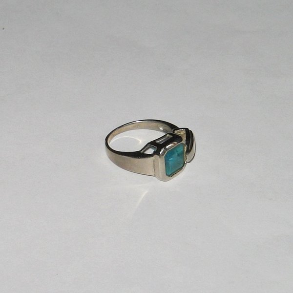 Silber-Ring mit blau-grünem Stein ~ Ringgröße 56/57