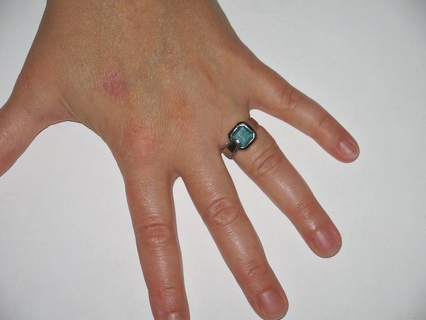 Silber-Ring mit blau-grünem Stein ~ Ringgröße 56/57