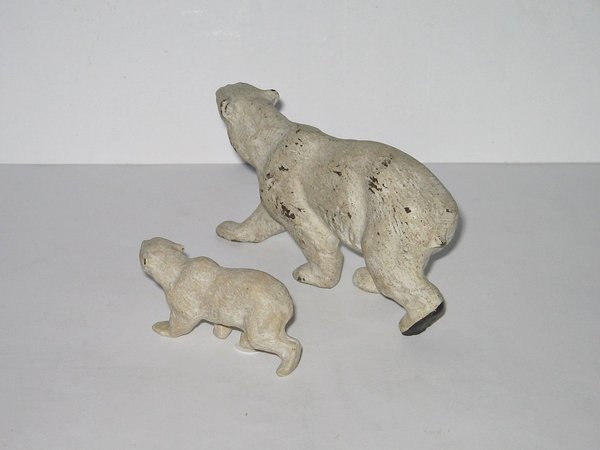 Eisbären, Mutter mit Jungtier ~ Lineol Massefiguren