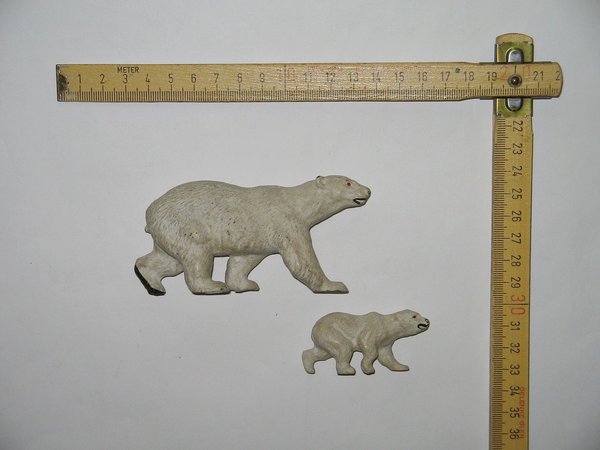 Eisbären, Mutter mit Jungtier ~ Lineol Massefiguren
