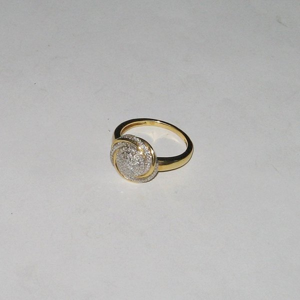 vergoldeter Damen-Ring mit Spiral-Kopf ~ Ringgröße 60