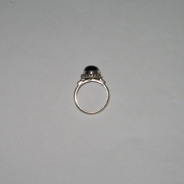 silberner Damen-Ring mit schwarzem Cabochon ~ Ringgröße 56