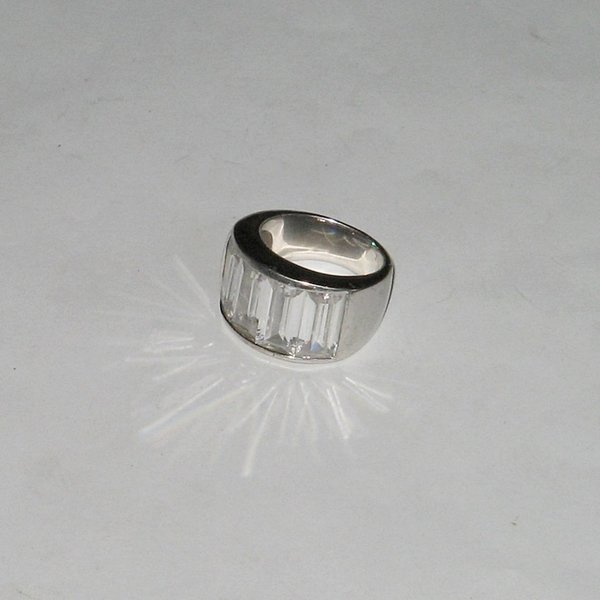 breiter Silber-Ring mit vier weißen Steinen ~ Ringgröße 56/57 ~ Ricarda M.
