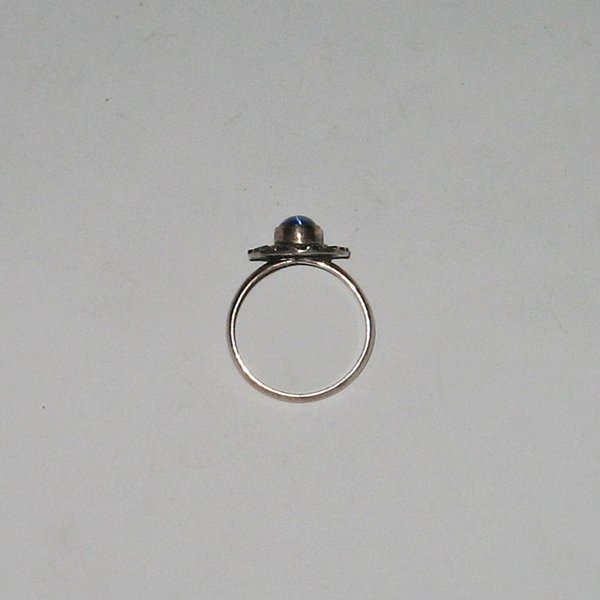 silberner Damen-Ring mit blauem Stein ~ 925er ~ Ringgröße 59