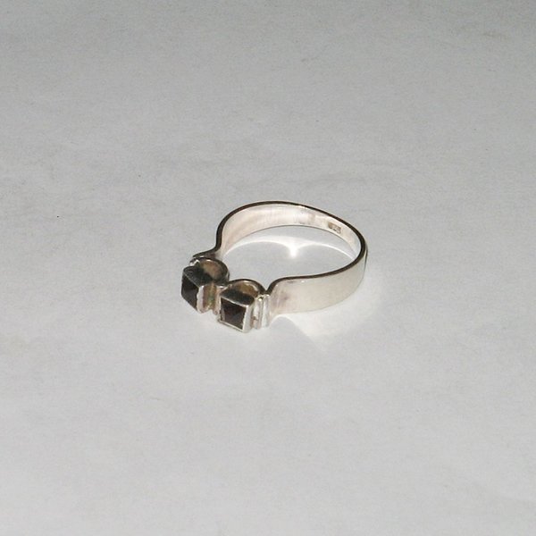 Silber-Ring mit zwei schwarzen Steinen ~  835er ~ RG 56/57