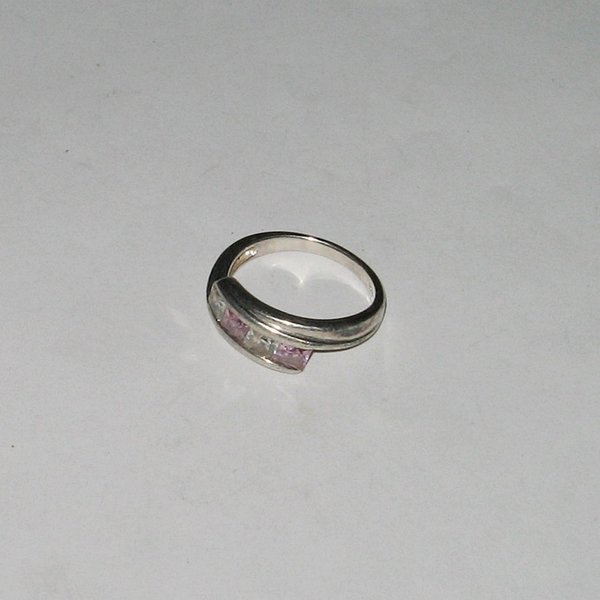 Silber-Ring mit weißen und rosa Steinen ~  925er ~ Ringgröße 56/57