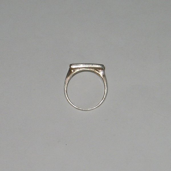 Silber-Ring mit quadratrischem, opalisierendem Stein ~ Ringgröße 59