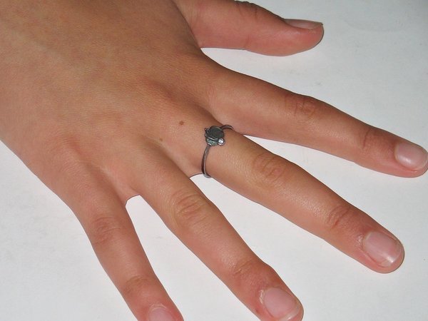 Silber-Ring mit Steinchen, Kometenmotiv ~ Ringgröße 59