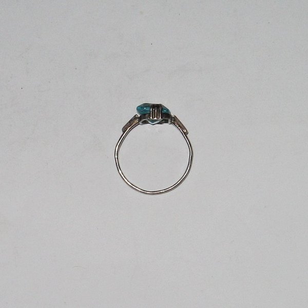 antiker Ring mit hellblauem Schmuckstein ~ 830er Silber ~ Ringgröße 53