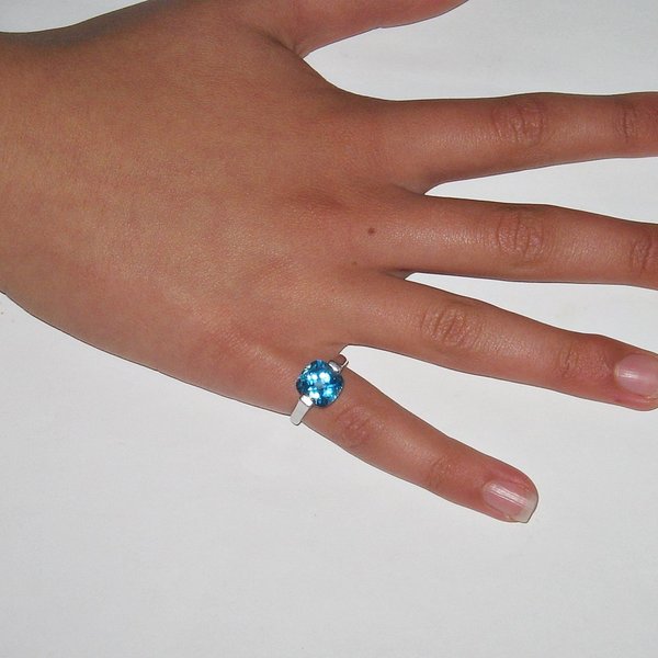Silber-Ring mit hellblauem Stein ~ 925er ~ Ringgröße 54