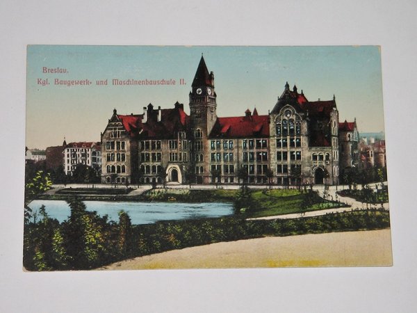 Ansichtskarte Breslau - Kgl. Baugewerk- und Maschinenbauschule ~ um 1910