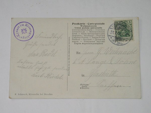 Ansichtskarte Kynast - Riesengebirge ~ gel. 1909
