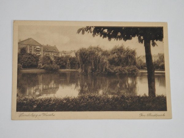 Ansichtskarte Landsberg a. Warthe - Stadtpark ~ um 1930 ~ Brandenburg