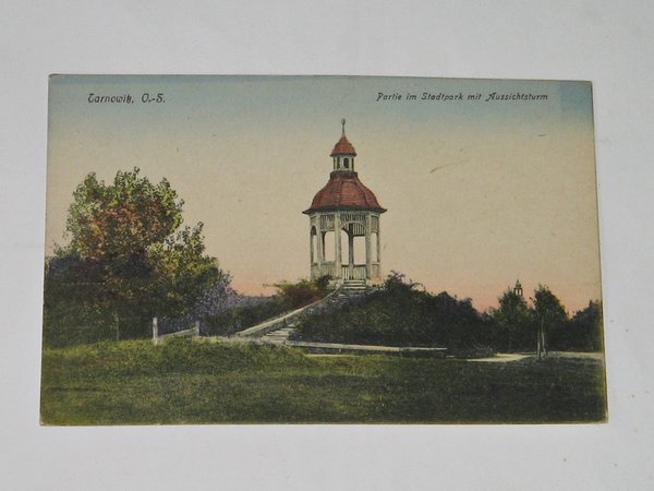 Ansichtskarte Tarnowitz - Stadtpark mit Aussichtsturm ~ um 1915 ~ Oberschlesien