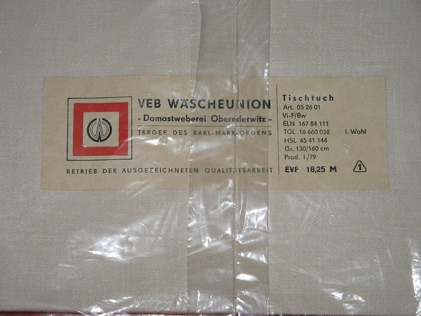Tischtuch, beige ~ Damastweberei Oberoderwitz 1979