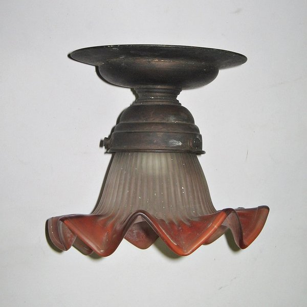 antike Flurleuchte mit Röckchenschirm ~ Dielenlampe