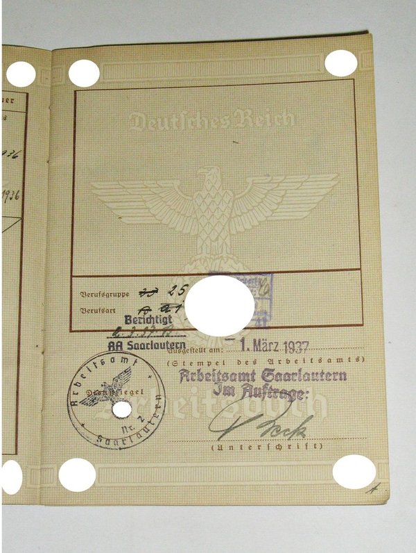 Arbeitsbuch von 1937