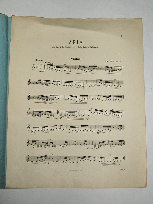 Air de la suite en Ré majeur von J.S. Bach ~ Notenheft um 1910