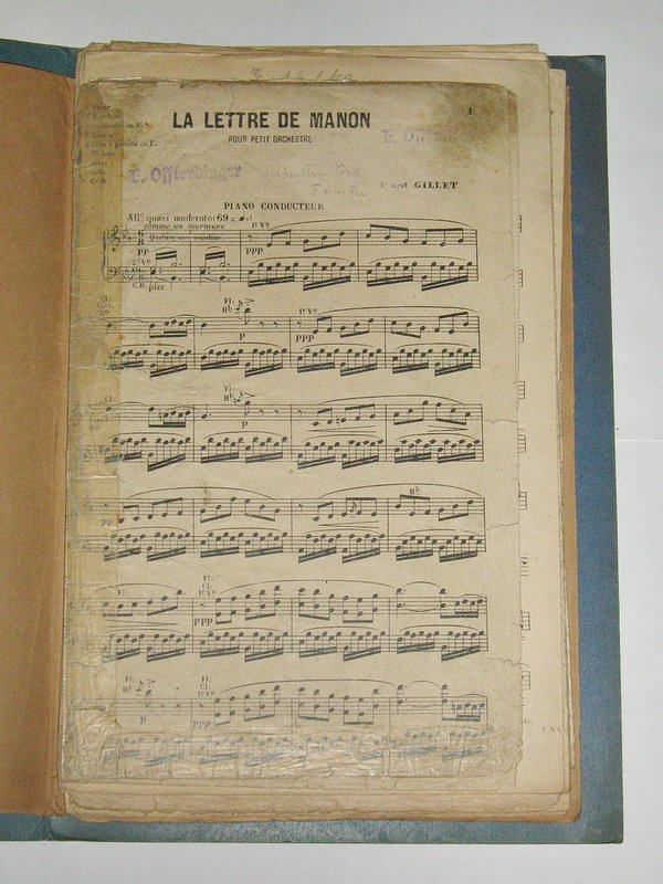 La Lettre de Manon von E. Gillet ~ Notensatz um 1925