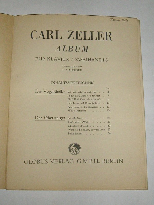 Zeller-Album ~ Der Vogelhändler und Der Obersteiger ~ um 1925