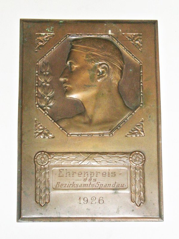 Ehren-Plakette des Bezirksamts Spandau von 1926