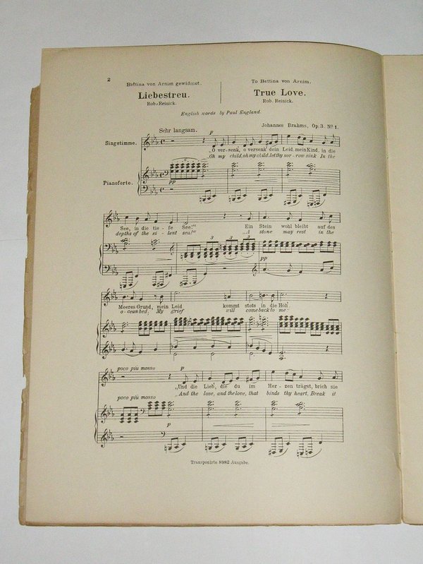 Brahms - Lieder Op. 3 ~ um 1910