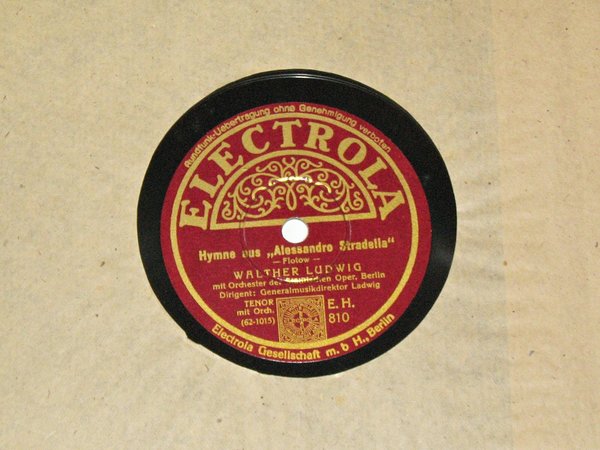 Schellackplatte Electrola von 1932 ~ Walther Ludwig ~ Thomas + Flotow