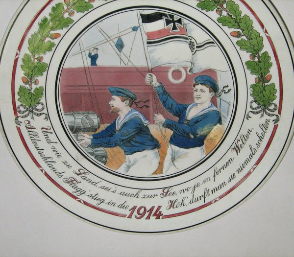 patriotischer Wandteller mit Eisernem Kreuz ~ Marine I. Weltkrieg