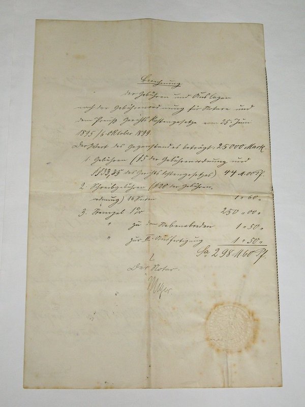 handschriftlicher Kaufvertrag von 1905