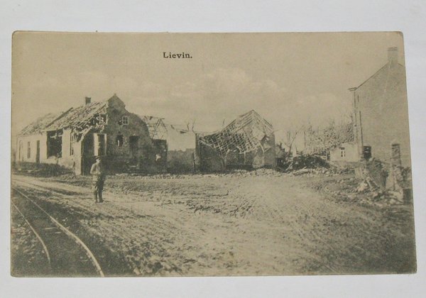 Feldpostkarte Lievin ~ zerstörte Häuser ~ um 1916